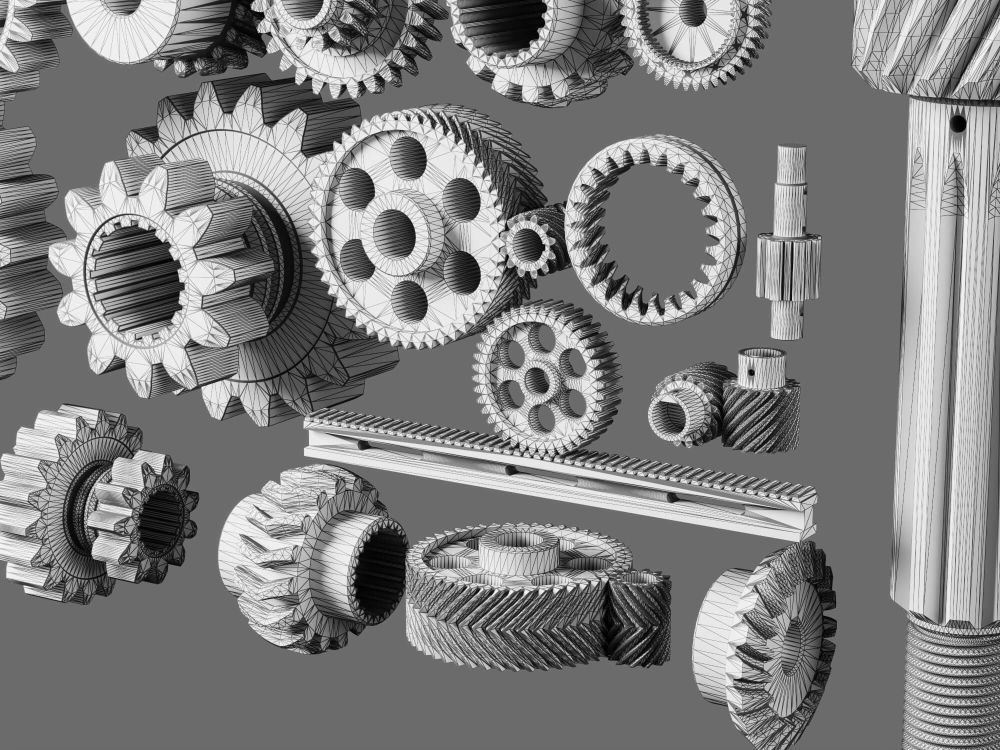 Mechanical Gear Parts Collection 3D Model 3D Model