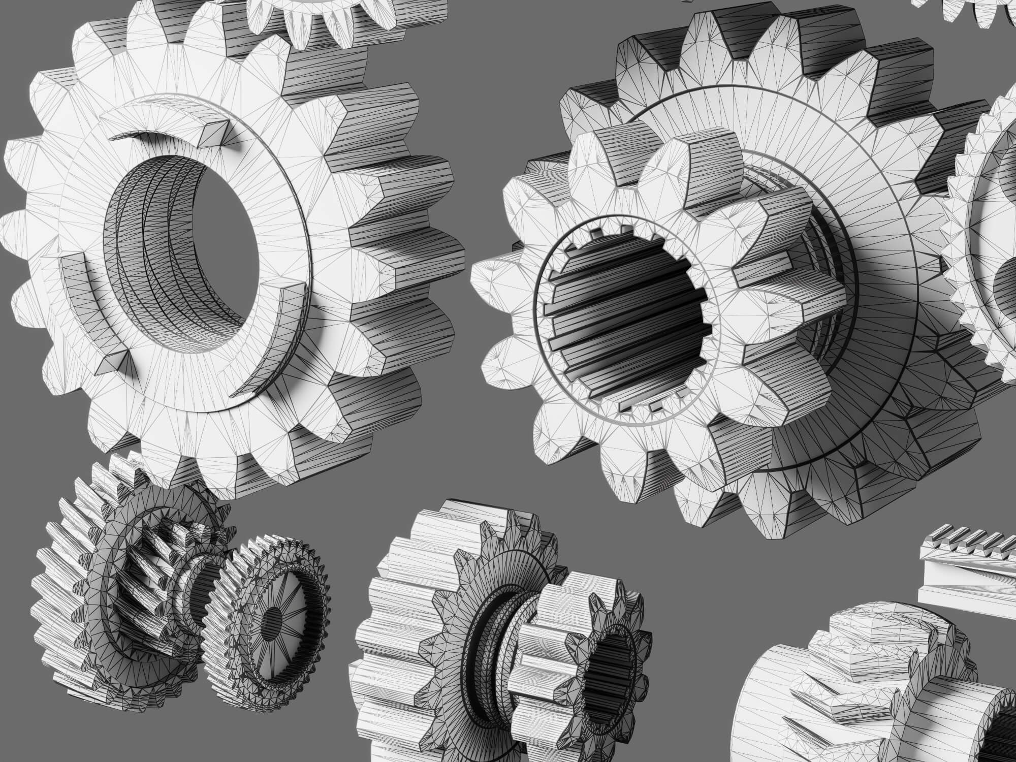 Mechanical Gear Parts Collection 3D Model 3D Model
