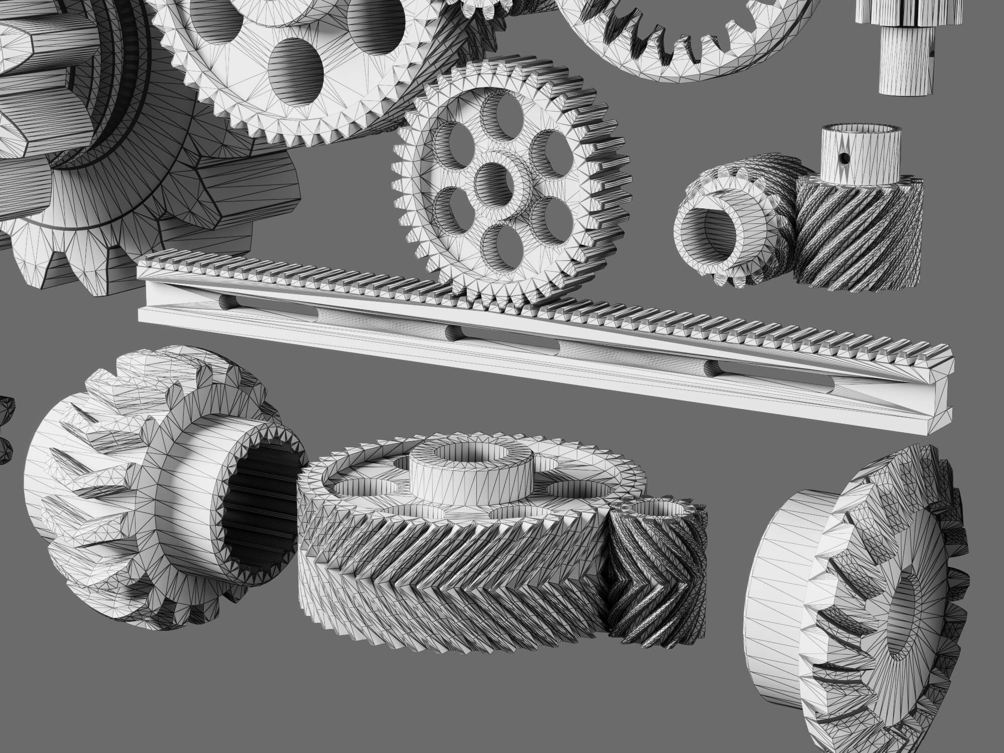 Mechanical Gear Parts Collection 3D Model 3D Model