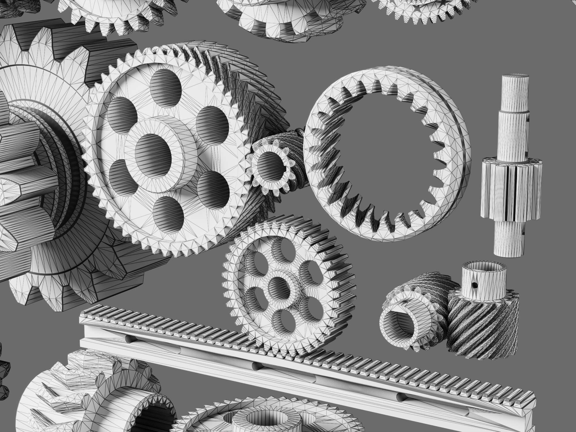 Mechanical Gear Parts Collection 3D Model 3D Model