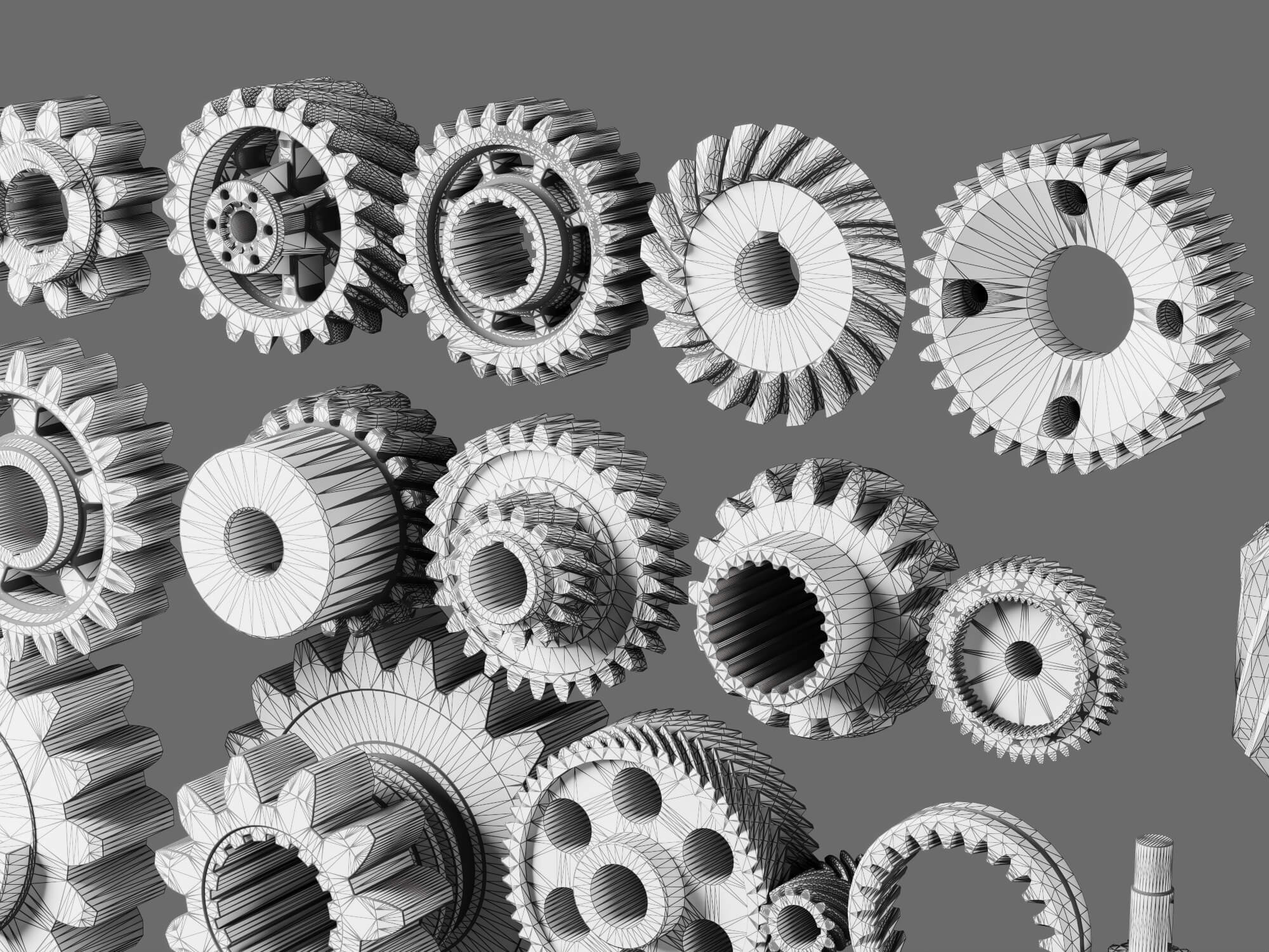 Mechanical Gear Parts Collection 3D Model 3D Model