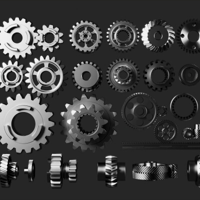 Mechanical Gear Parts Collection 3D Model