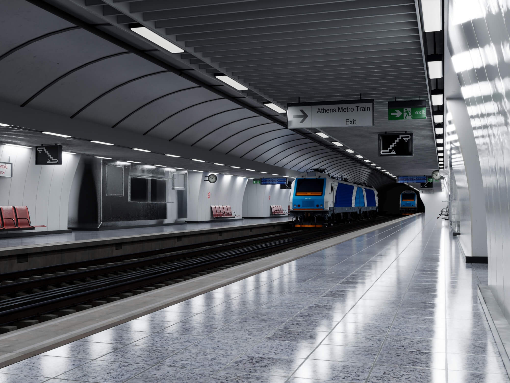 Metro Station Subway Scene 3D Model
