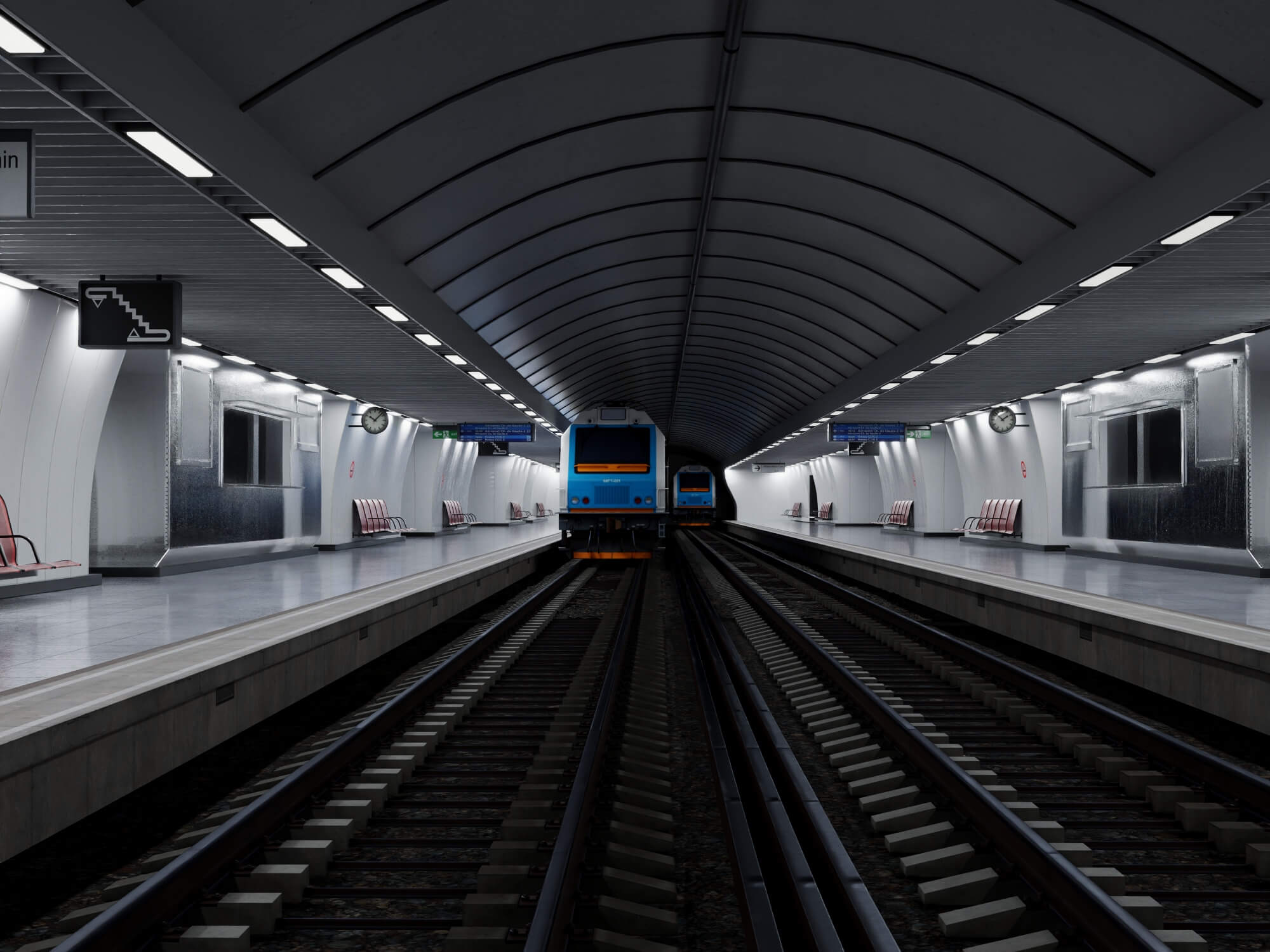 Metro Station Subway Scene 3D Model