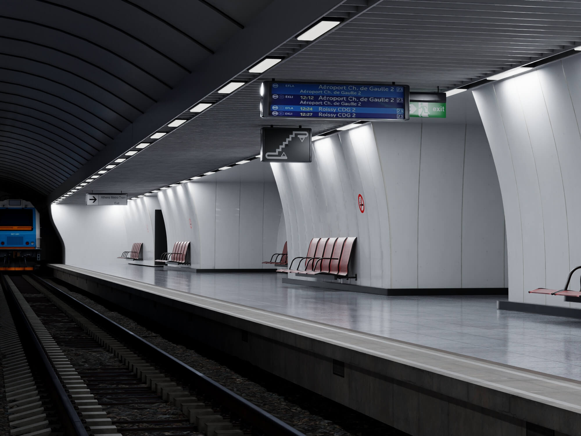 Metro Station Subway Scene 3D Model