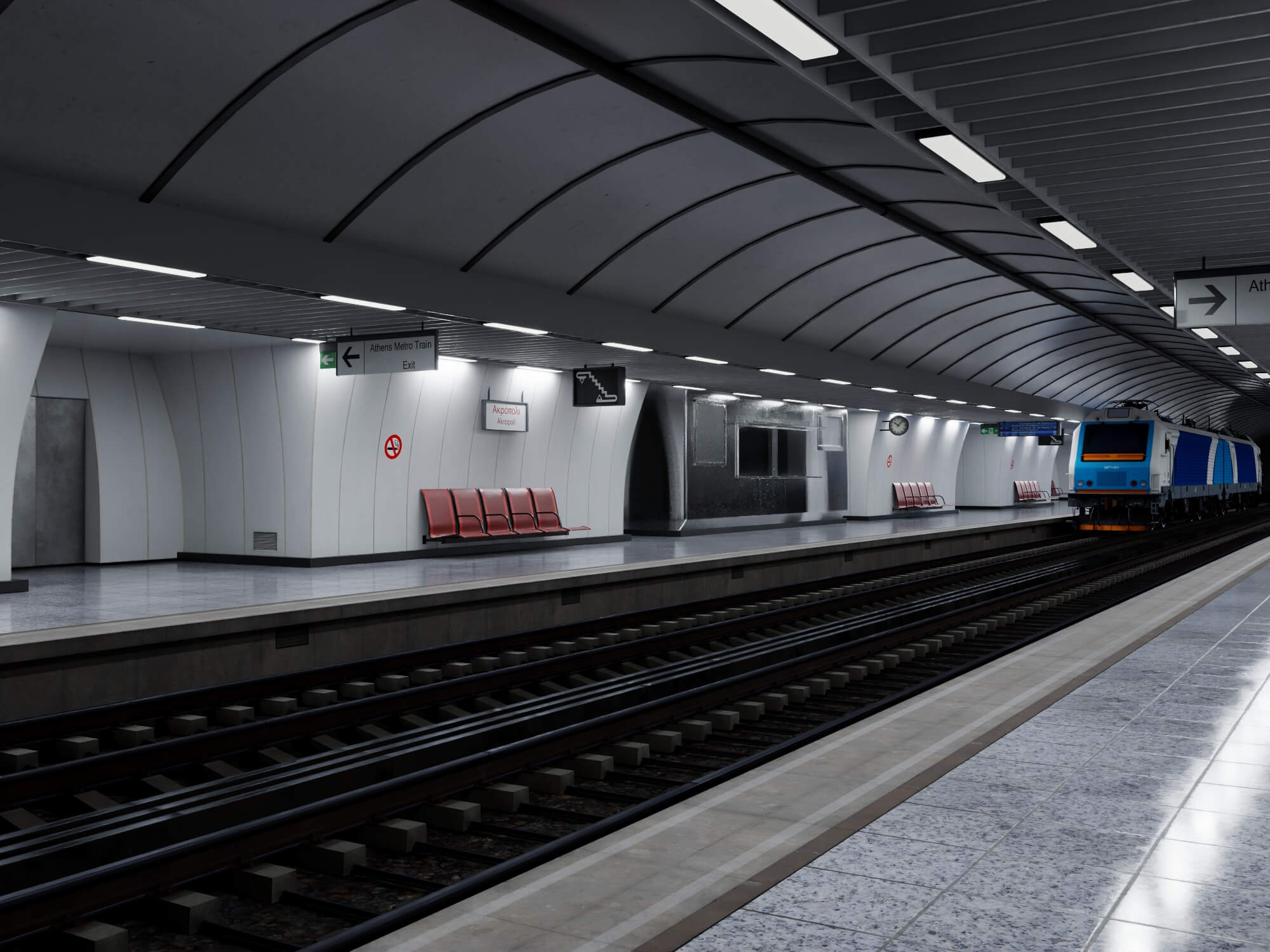 Metro Station Subway Scene 3D Model