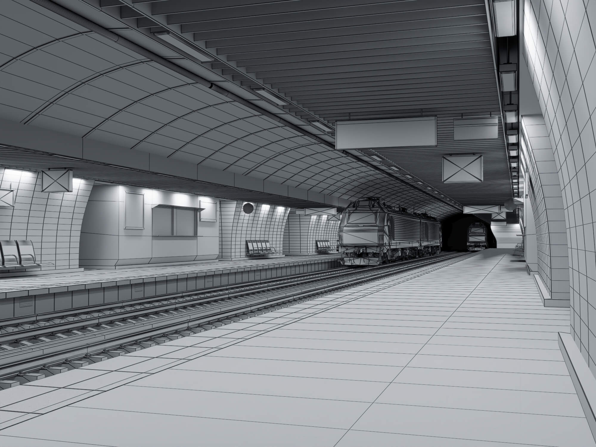 Metro Station Subway Scene 3D Model