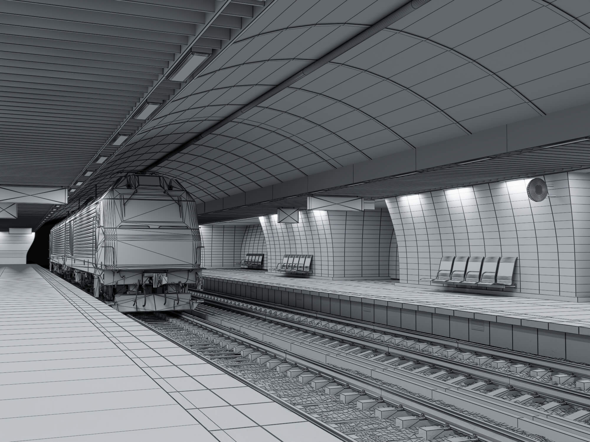 Metro Station Subway Scene 3D Model