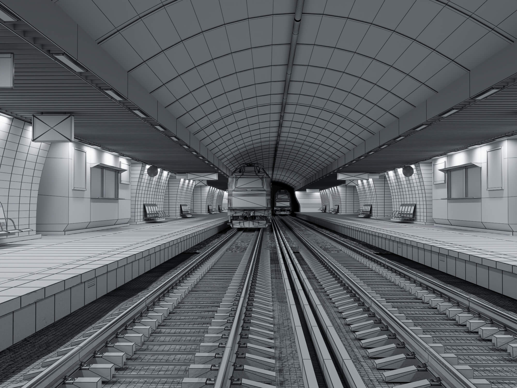Metro Station Subway Scene 3D Model