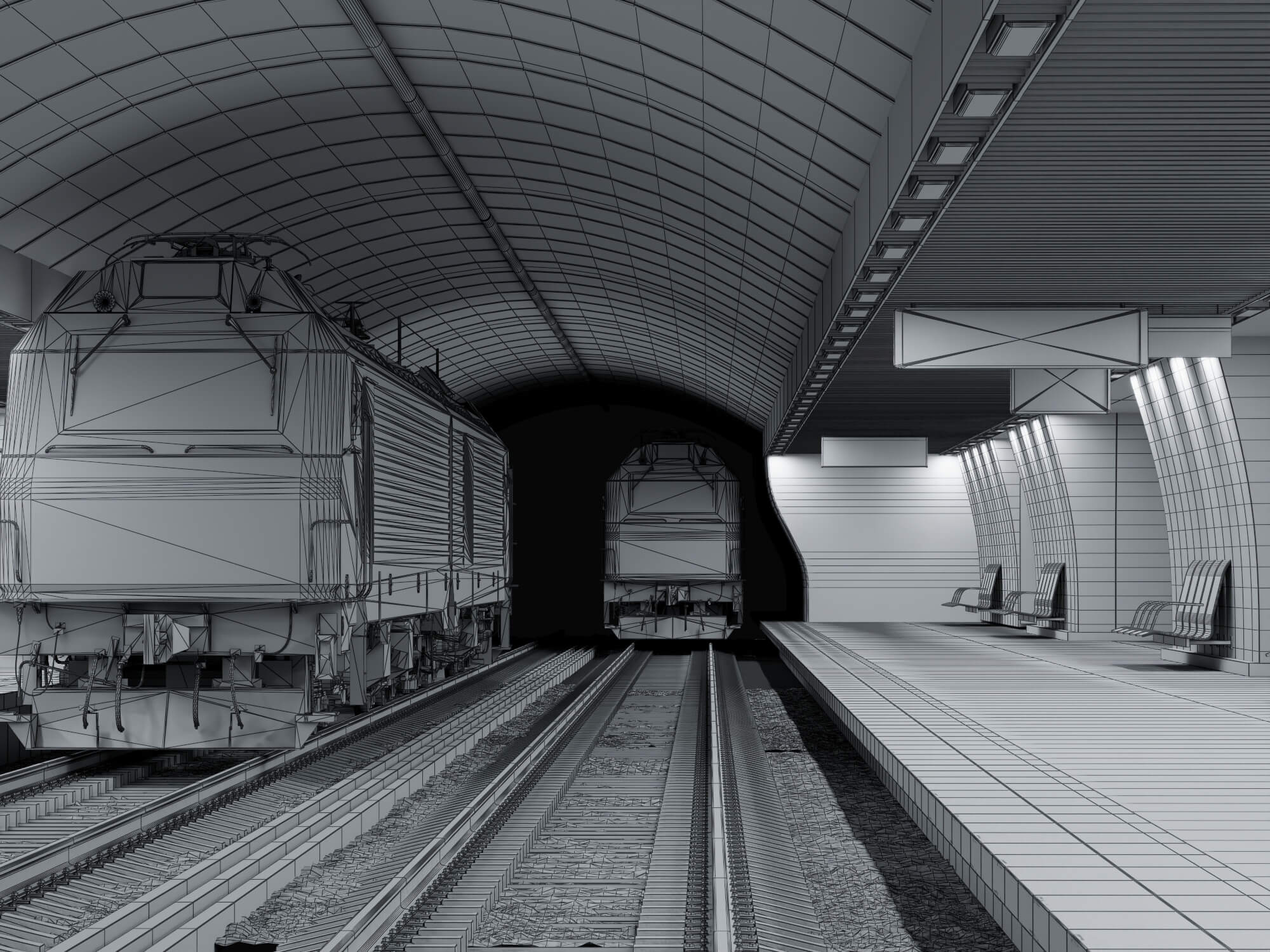 Metro Station Subway Scene 3D Model