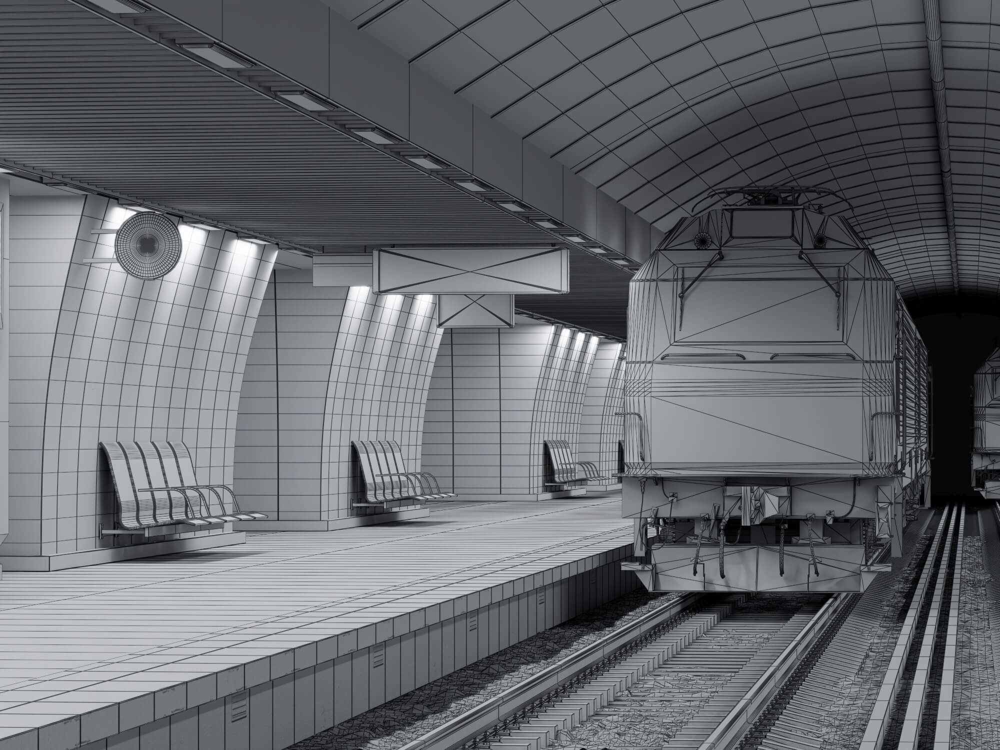 Metro Station Subway Scene 3D Model