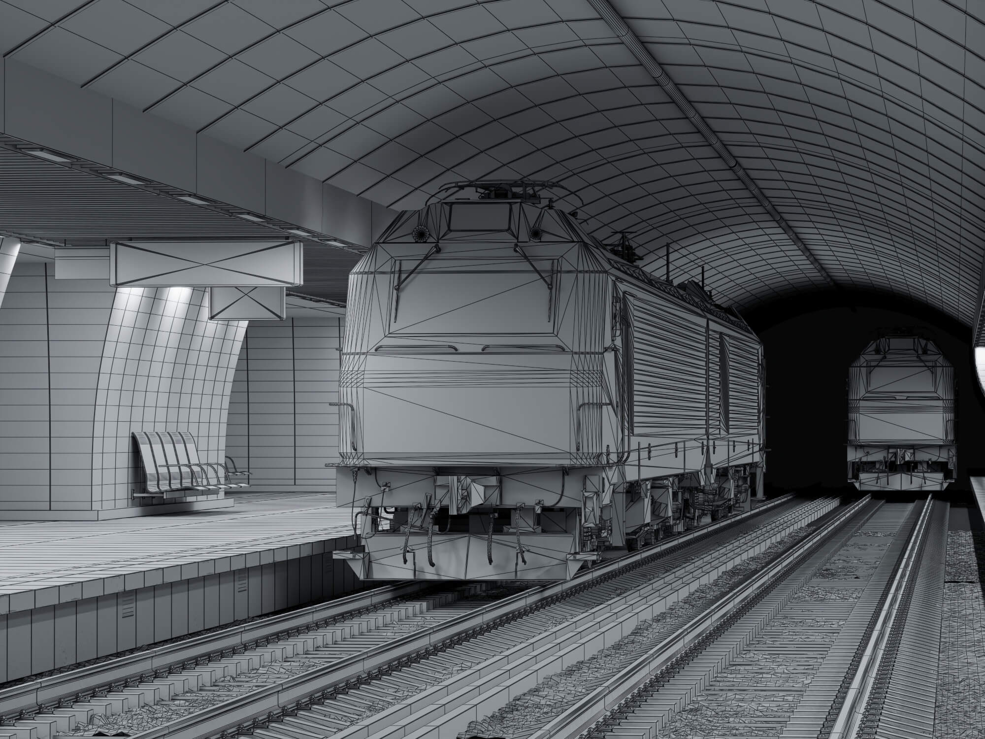 Metro Station Subway Scene 3D Model