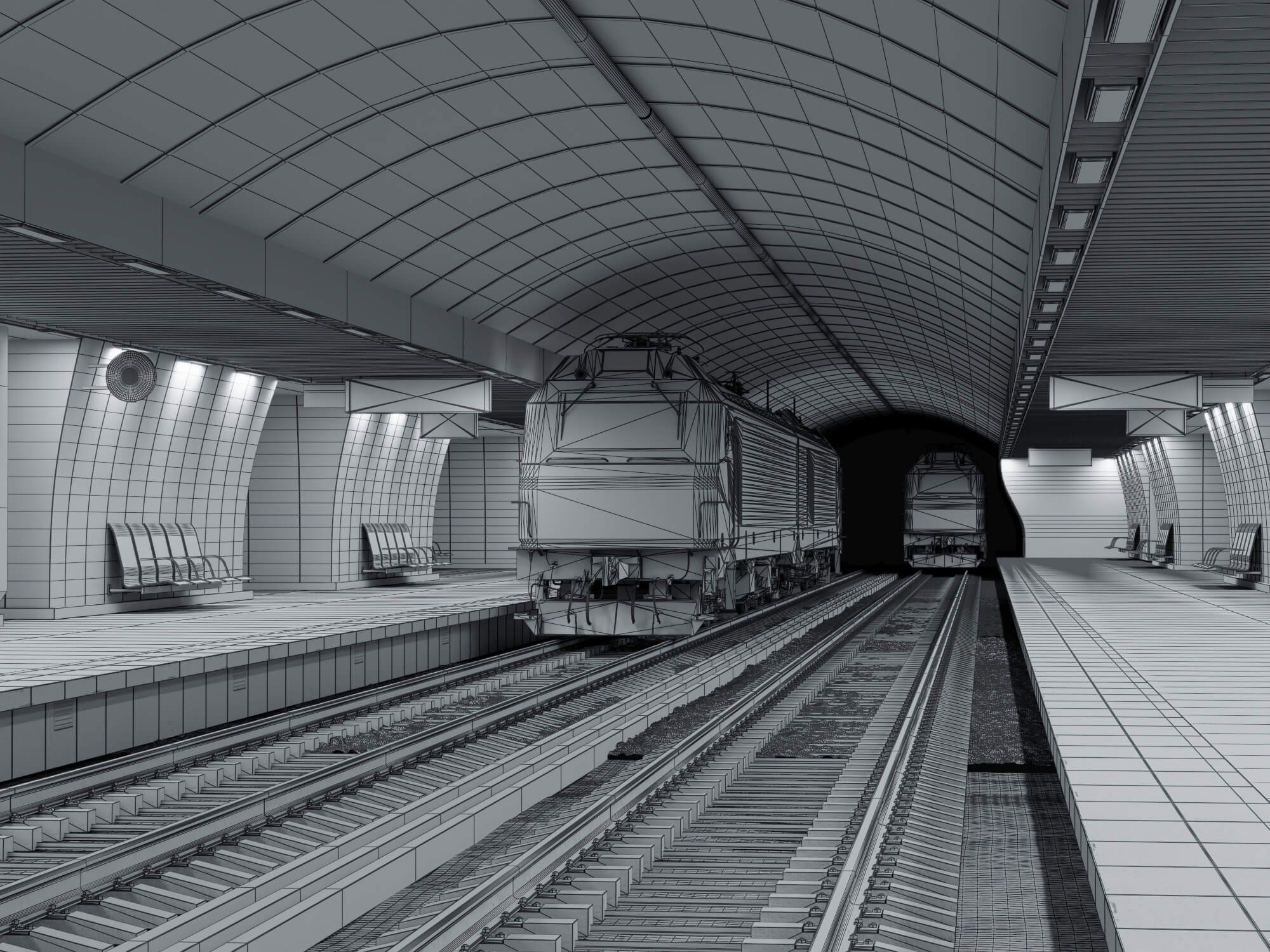 Metro Station Subway Scene 3D Model