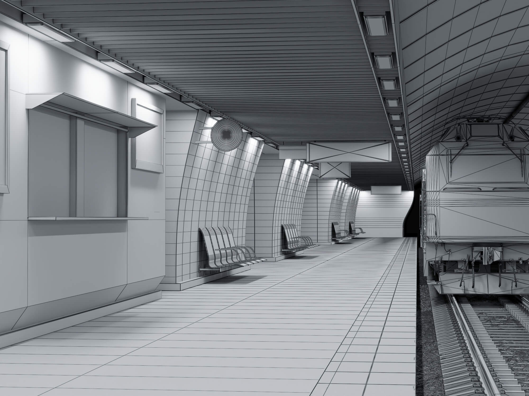 Metro Station Subway Scene 3D Model