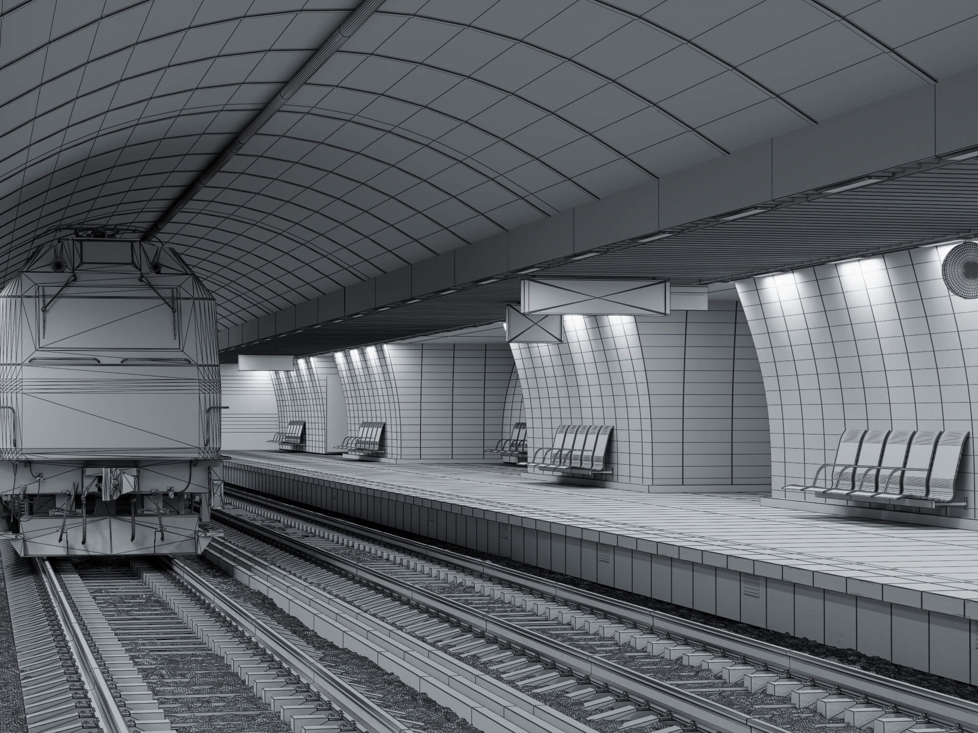 Metro Station Subway Scene 3D Model
