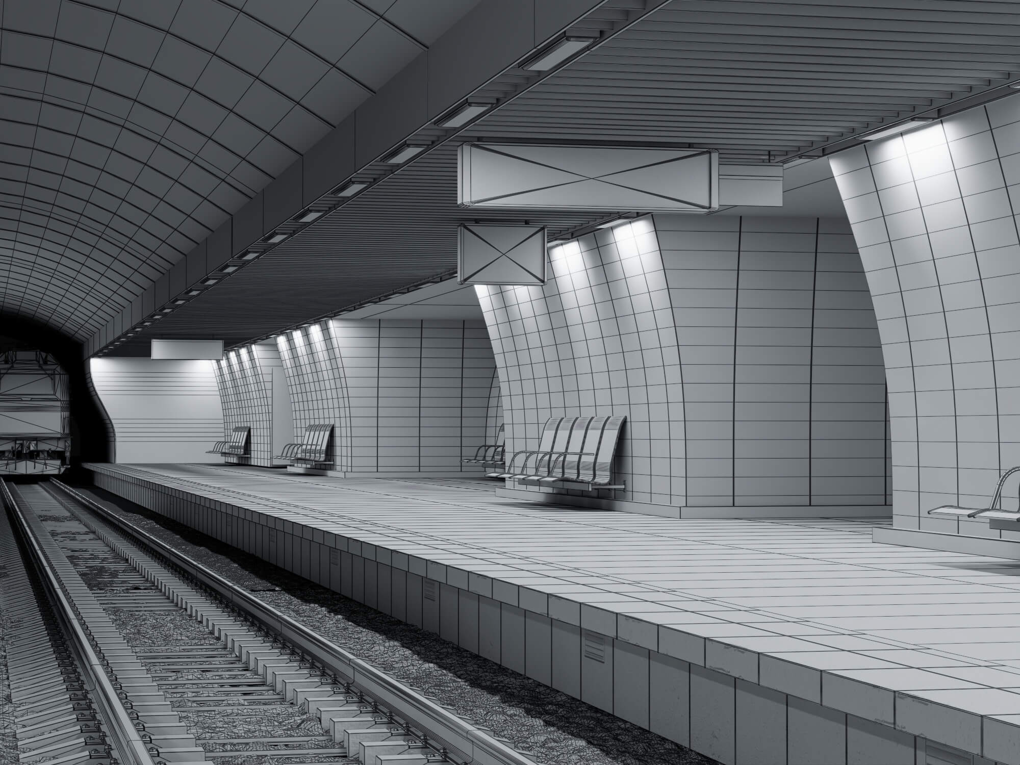 Metro Station Subway Scene 3D Model