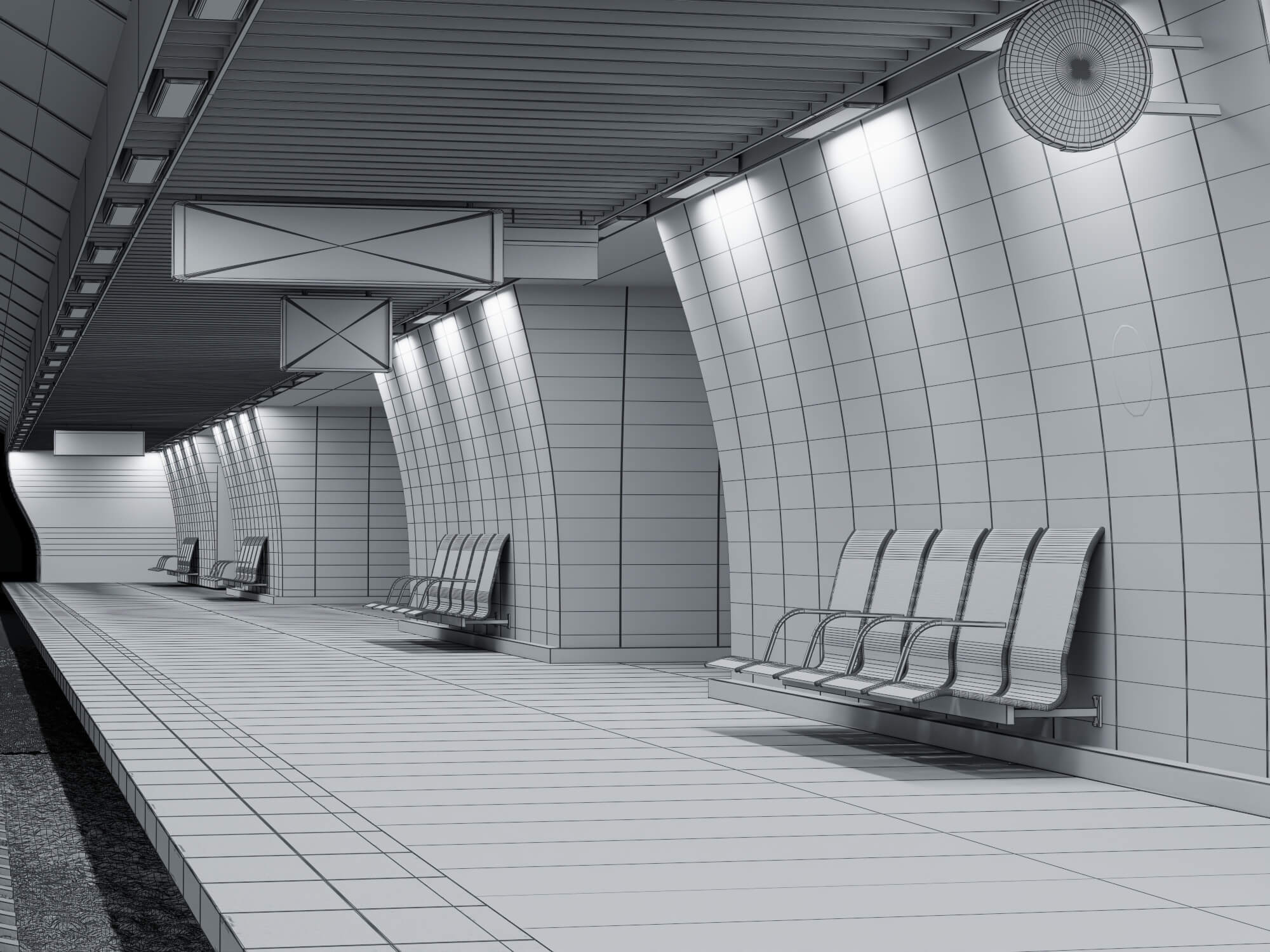 Metro Station Subway Scene 3D Model