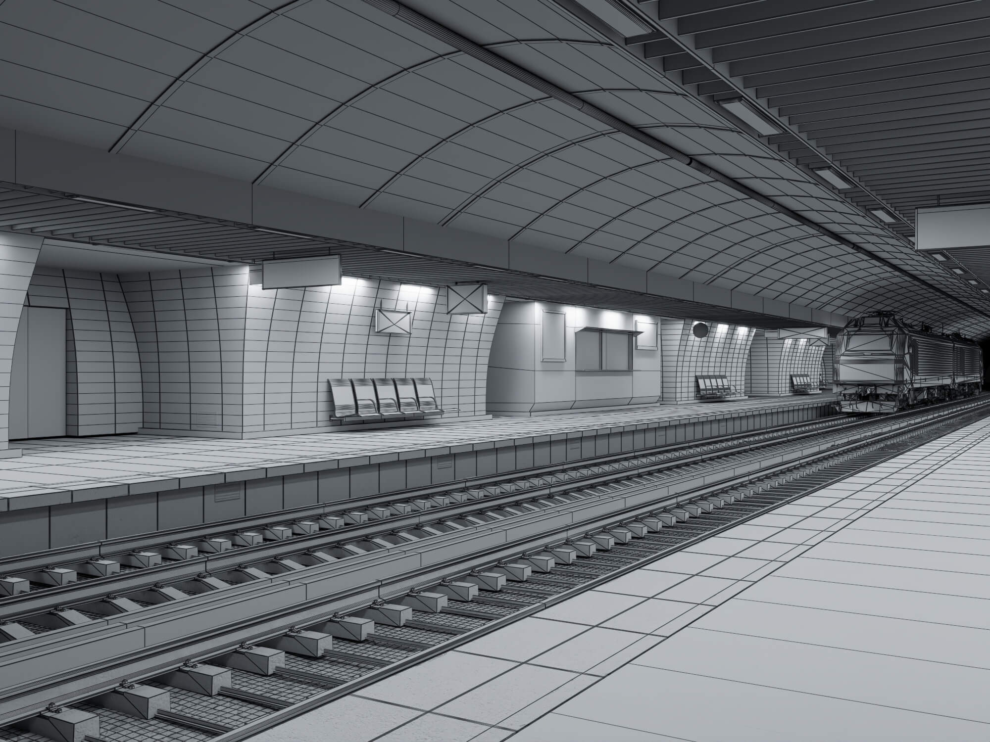 Metro Station Subway Scene 3D Model