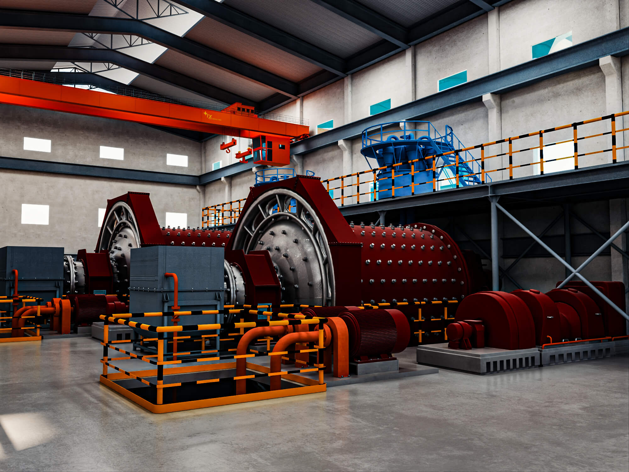 Mineral Processing Factory Interior Scene 3D Model