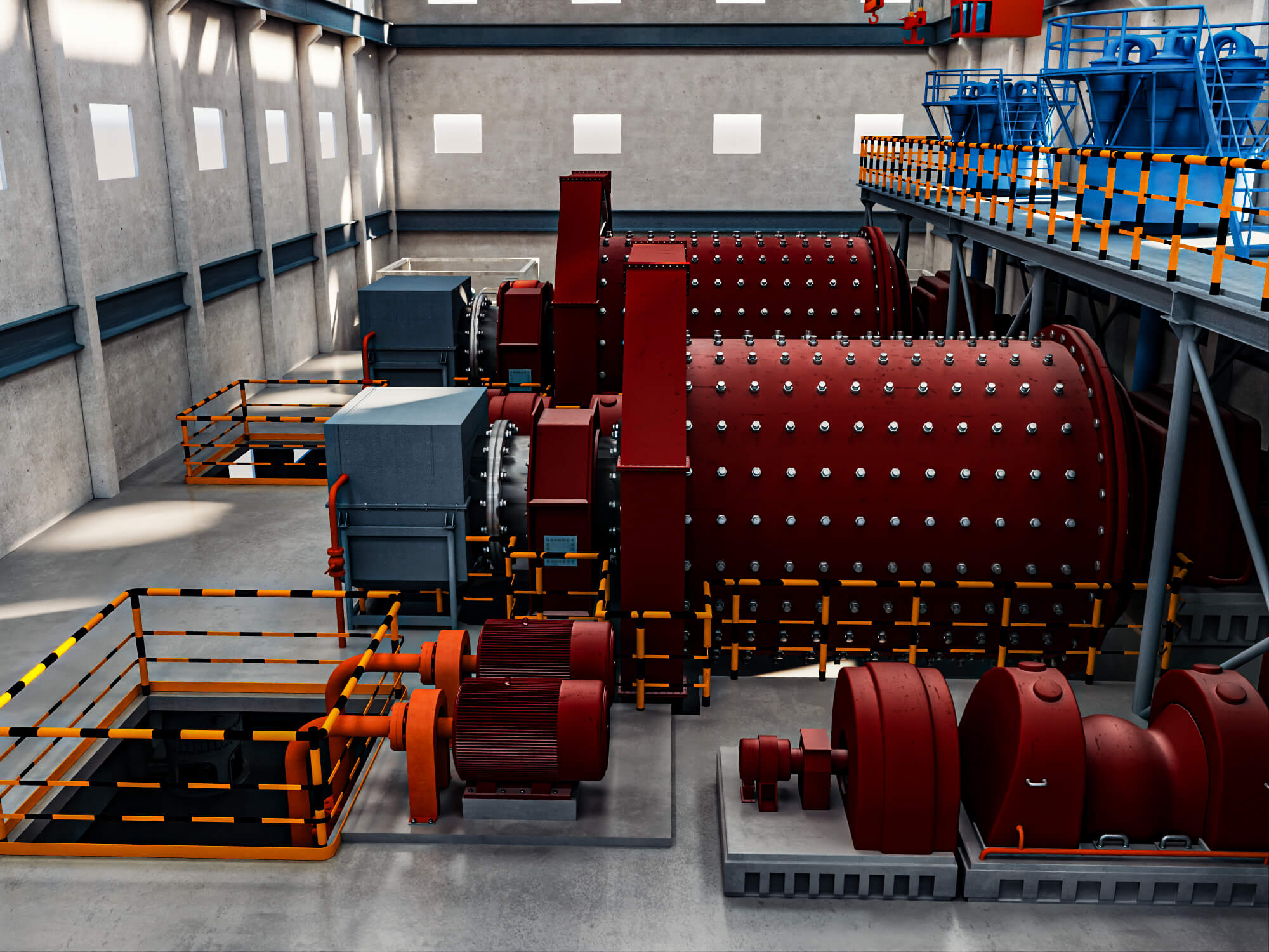 Mineral Processing Factory Interior Scene 3D Model