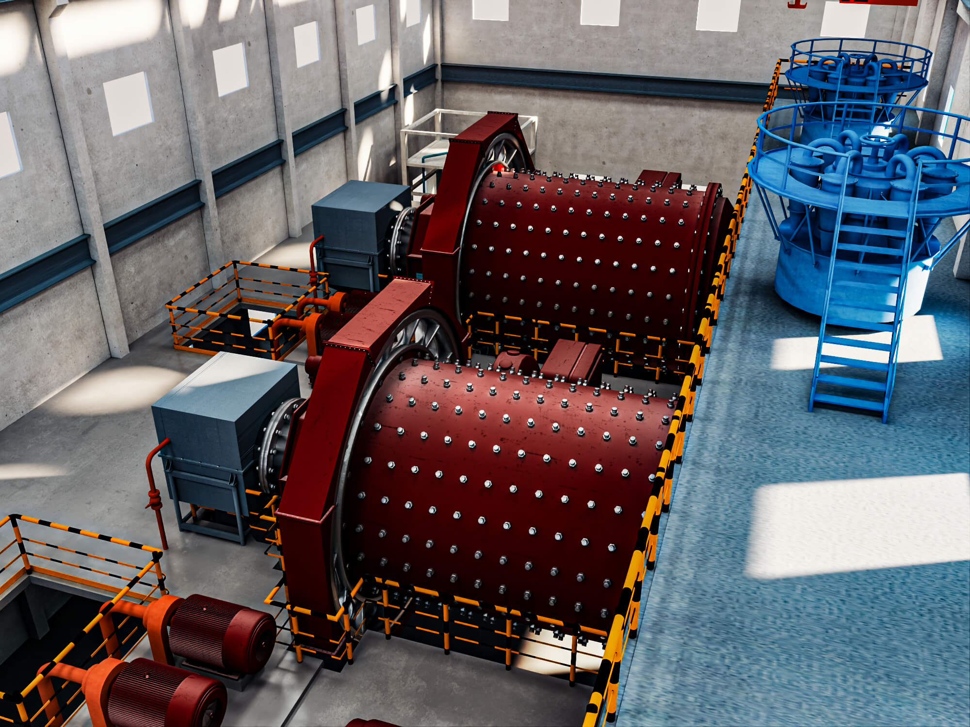Mineral Processing Factory Interior Scene 3D Model