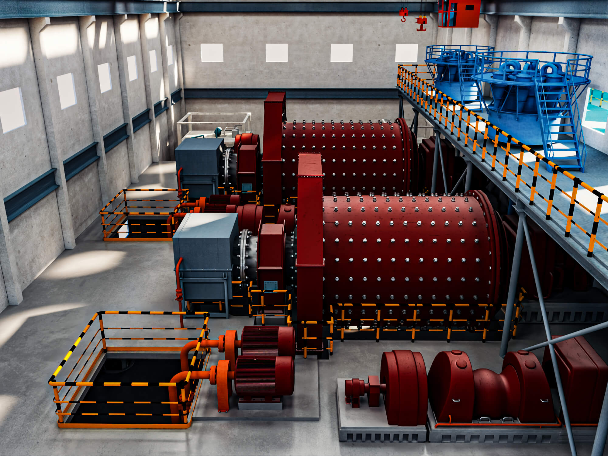 Mineral Processing Factory Interior Scene 3D Model