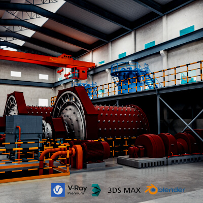 Mineral Processing Factory Interior Scene