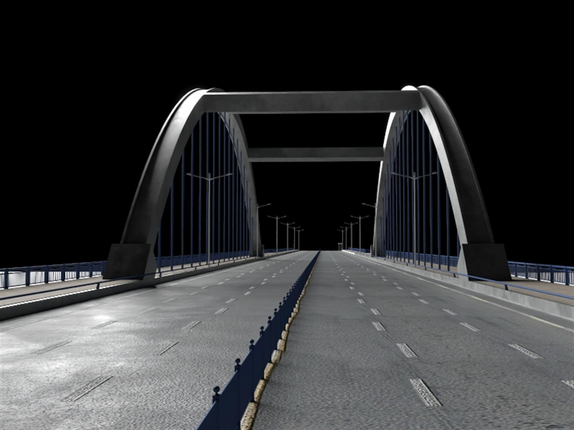 Modern Arch Highway Bridge 3D Model