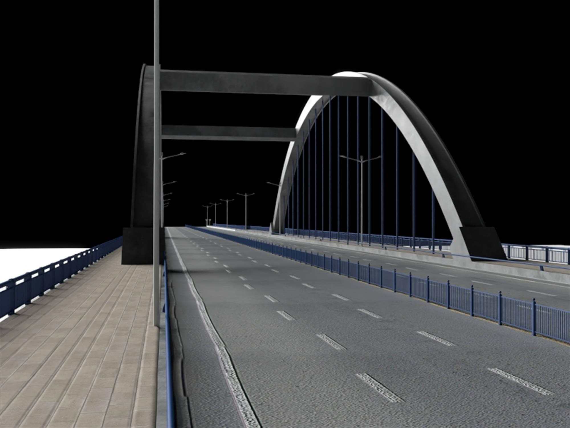 Modern Arch Highway Bridge 3D Model