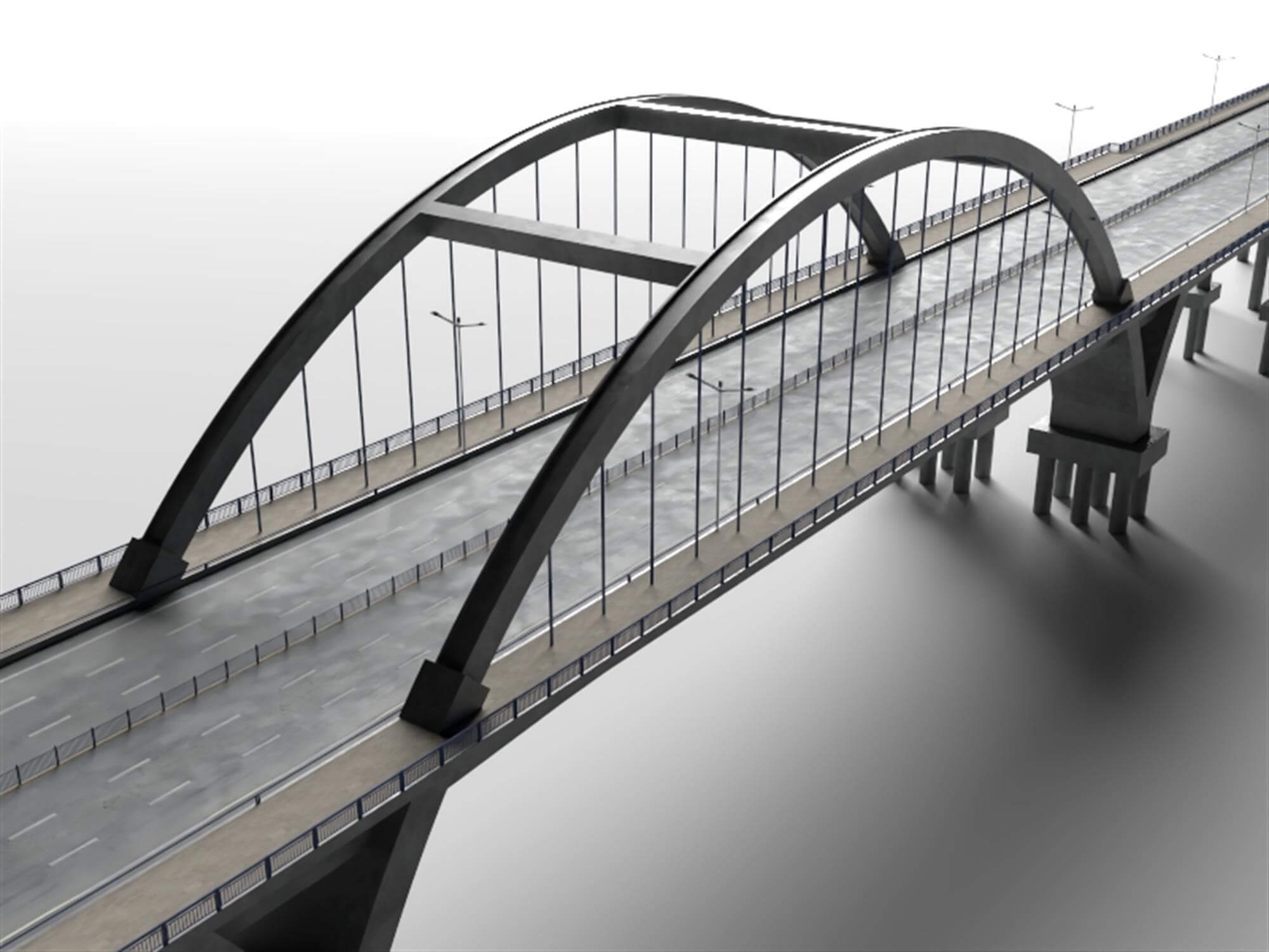 Modern Arch Highway Bridge 3D Model