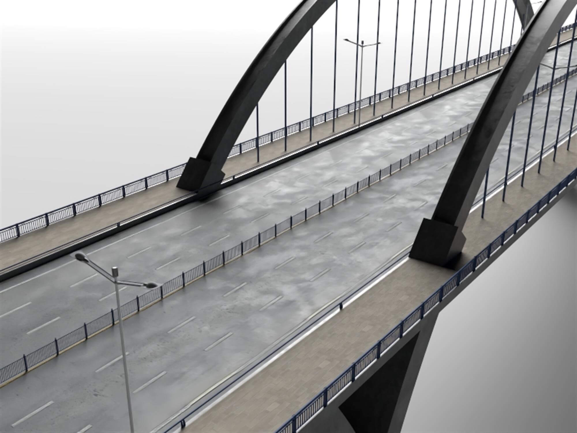Modern Arch Highway Bridge 3D Model