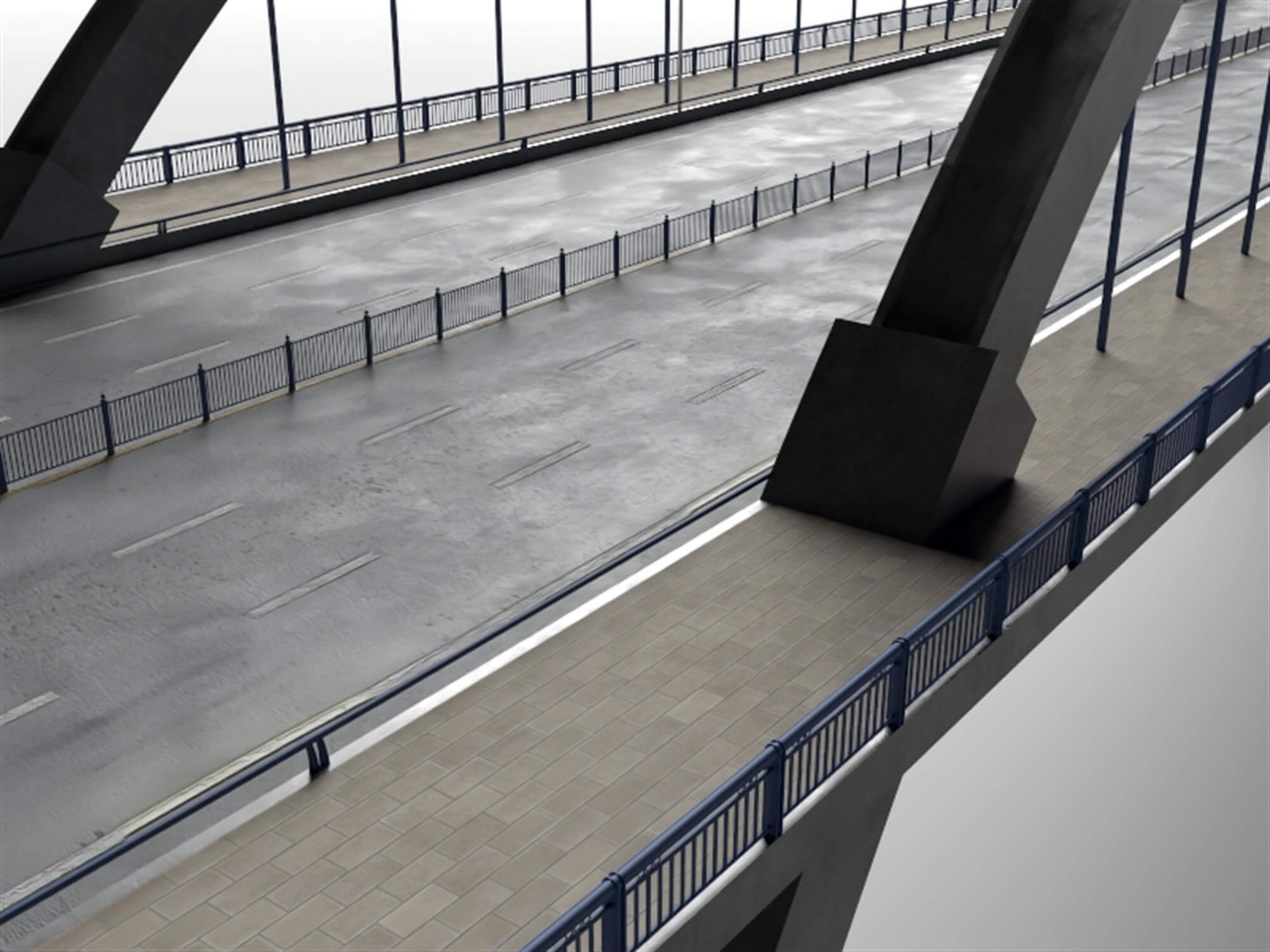 Modern Arch Highway Bridge 3D Model