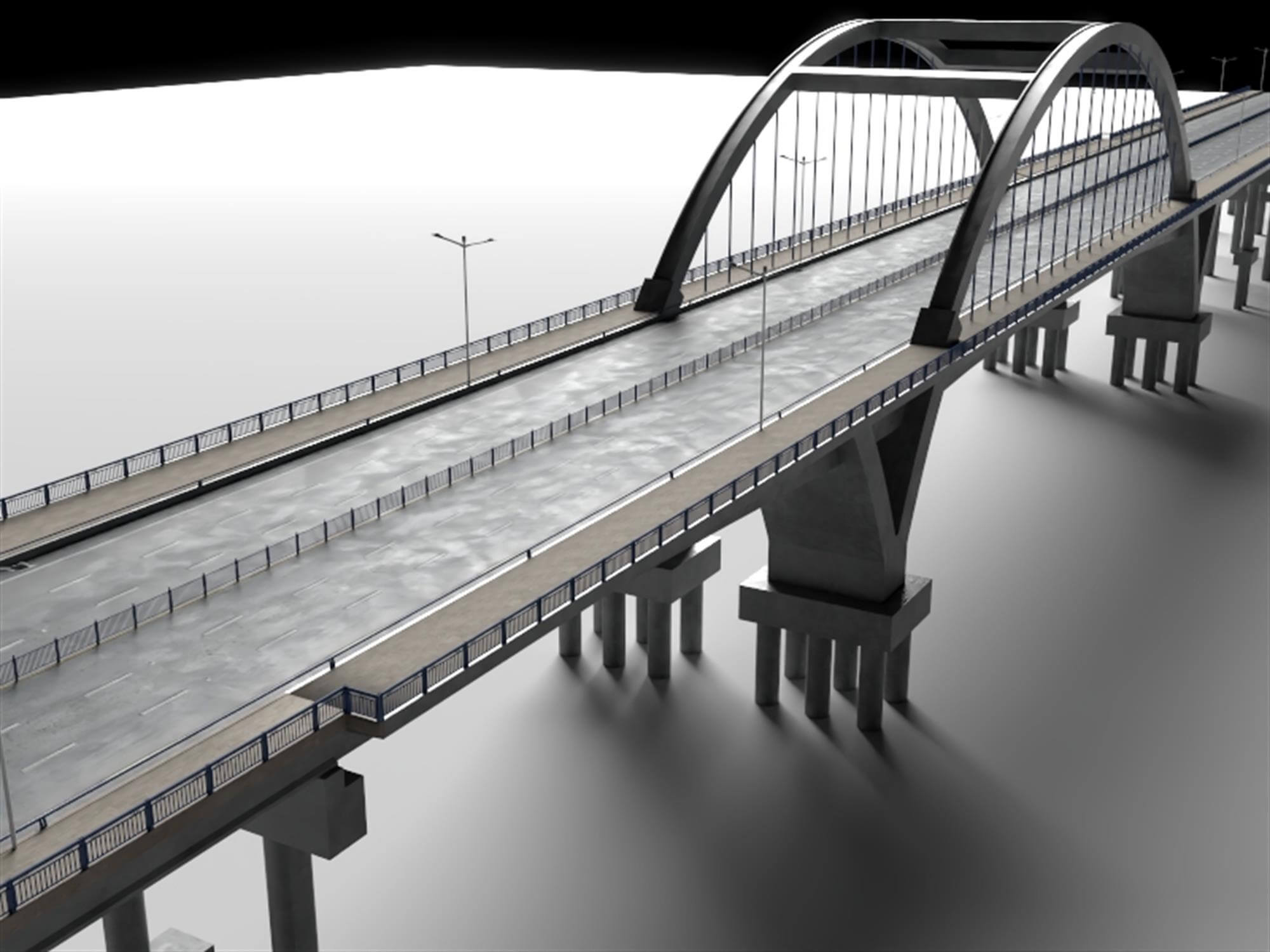 Modern Arch Highway Bridge 3D Model