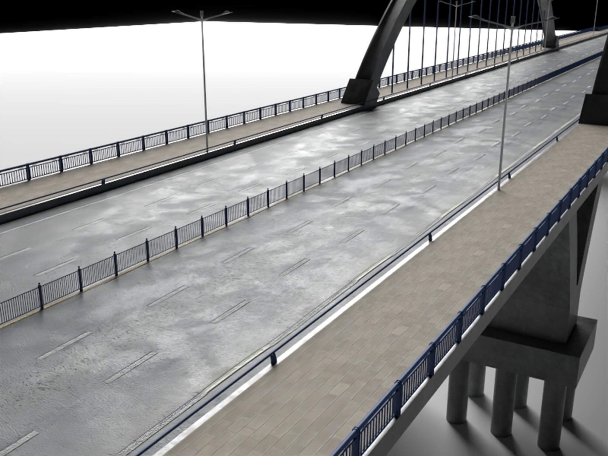 Modern Arch Highway Bridge 3D Model