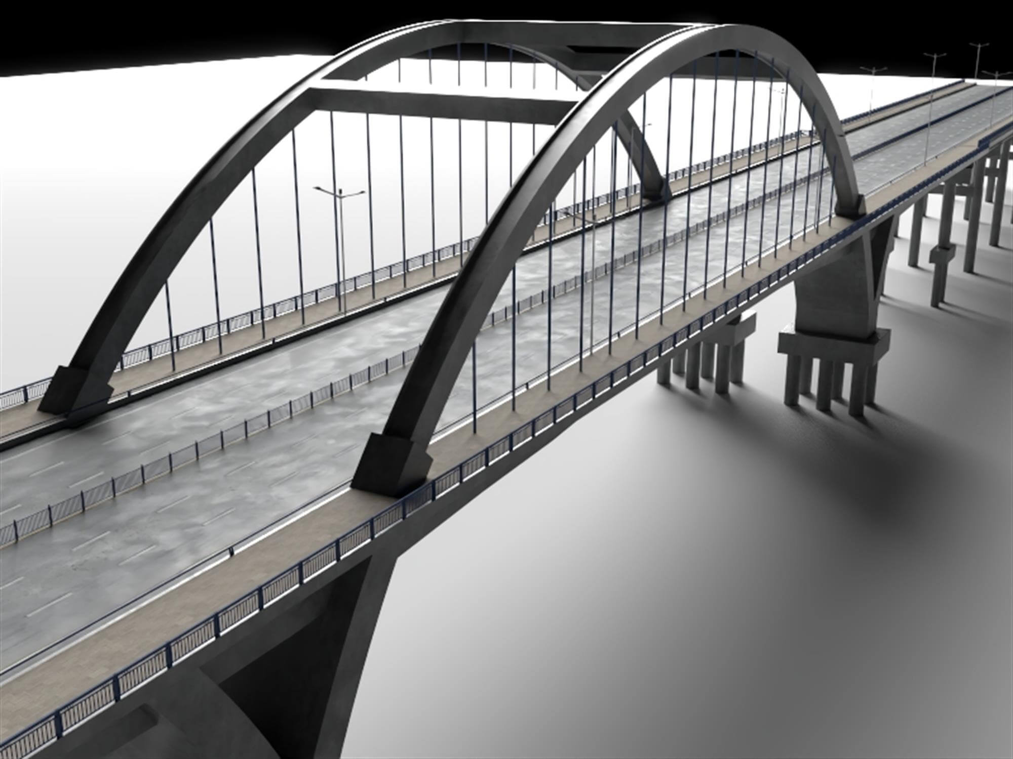 Modern Arch Highway Bridge 3D Model