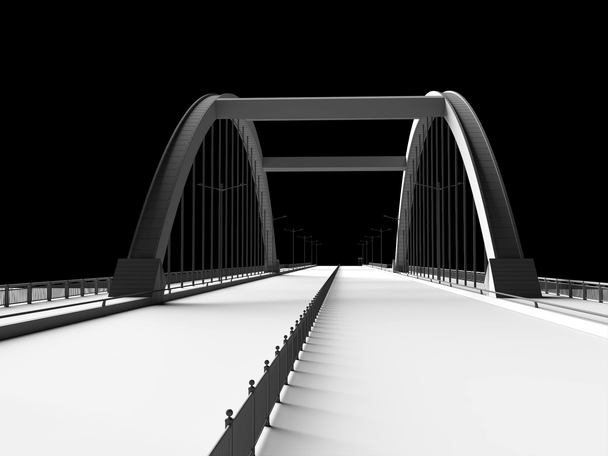 Modern Arch Highway Bridge 3D Model