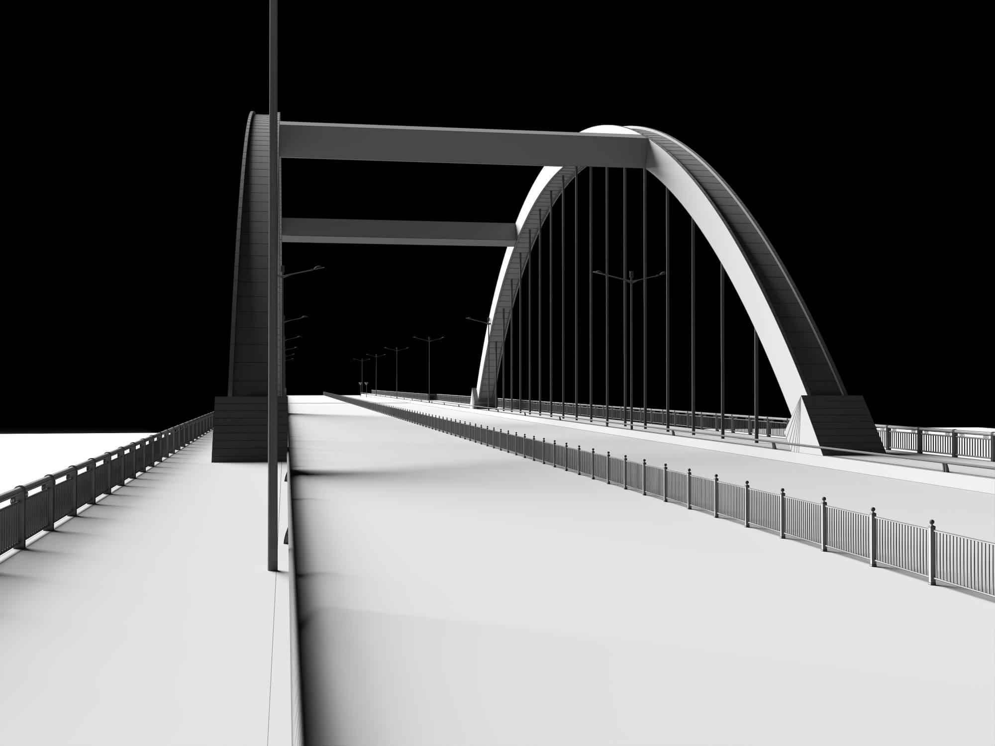 Modern Arch Highway Bridge 3D Model