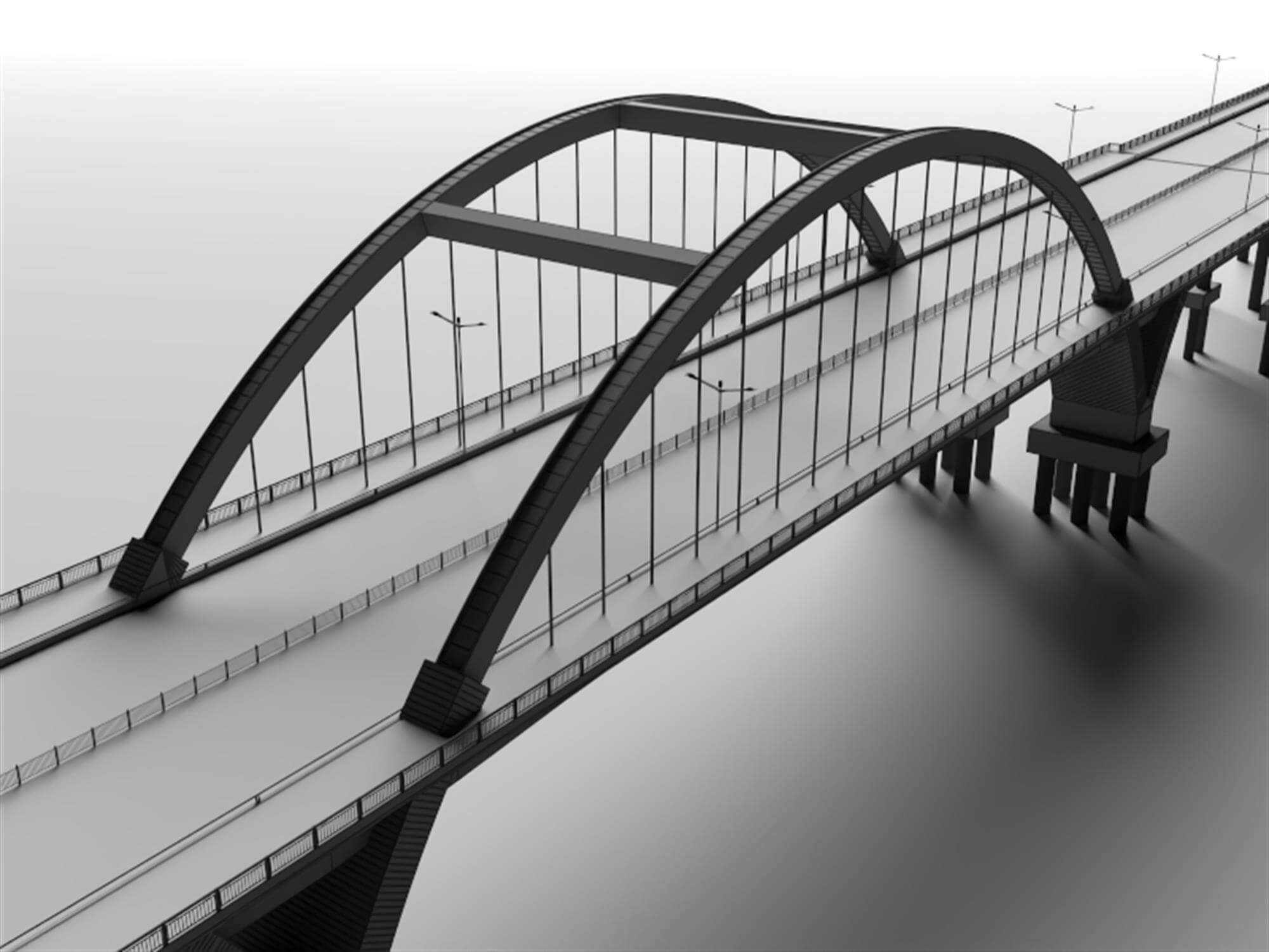 Modern Arch Highway Bridge 3D Model