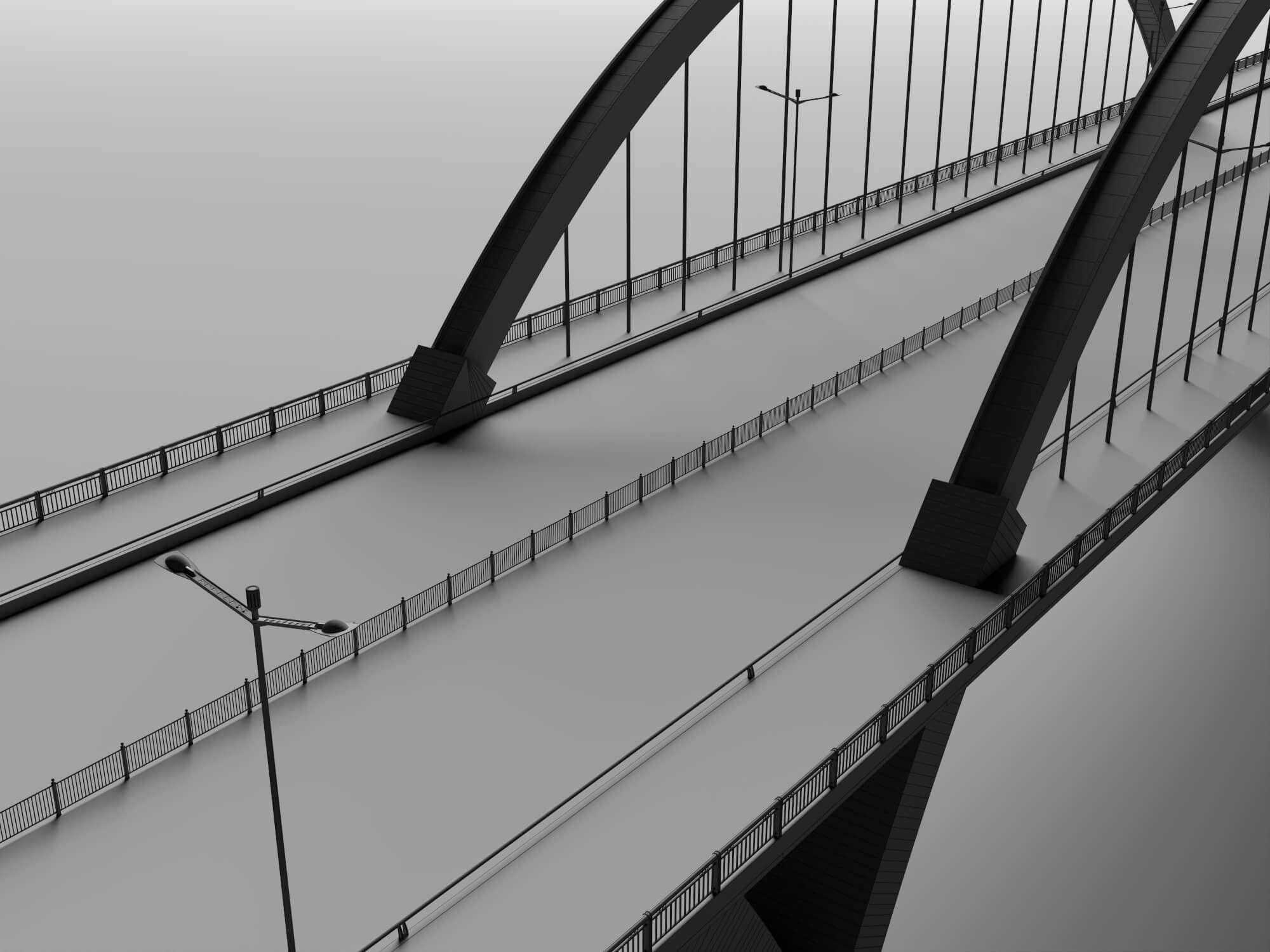 Modern Arch Highway Bridge 3D Model