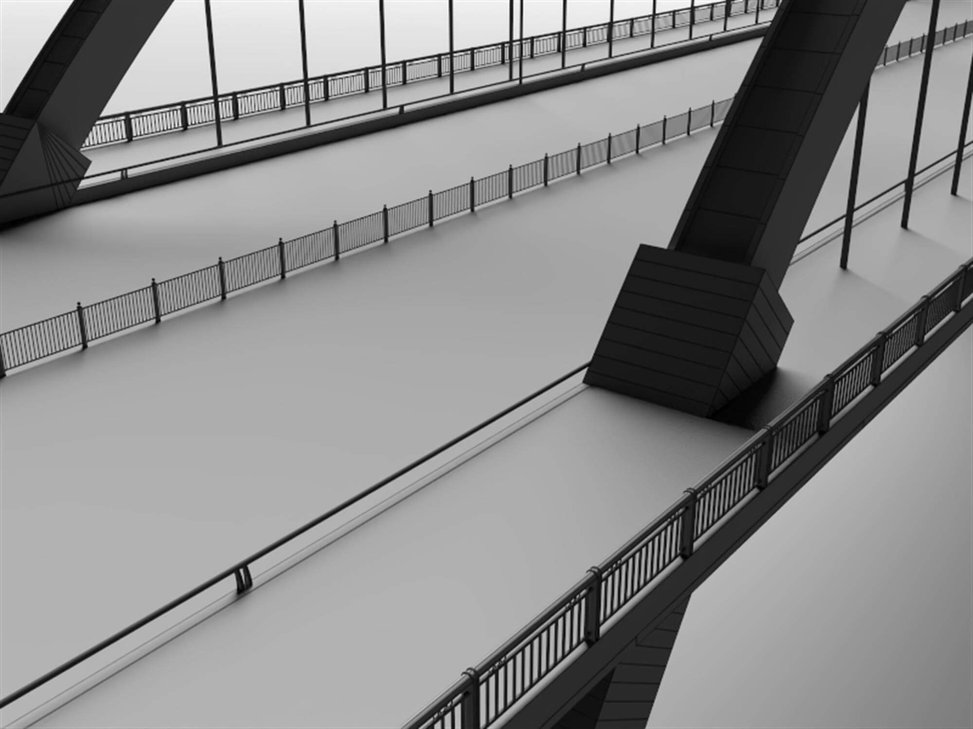 Modern Arch Highway Bridge 3D Model