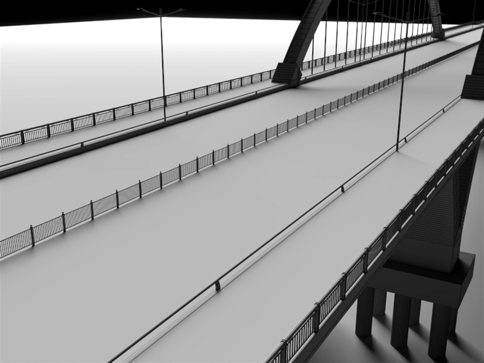 Modern Arch Highway Bridge 3D Model