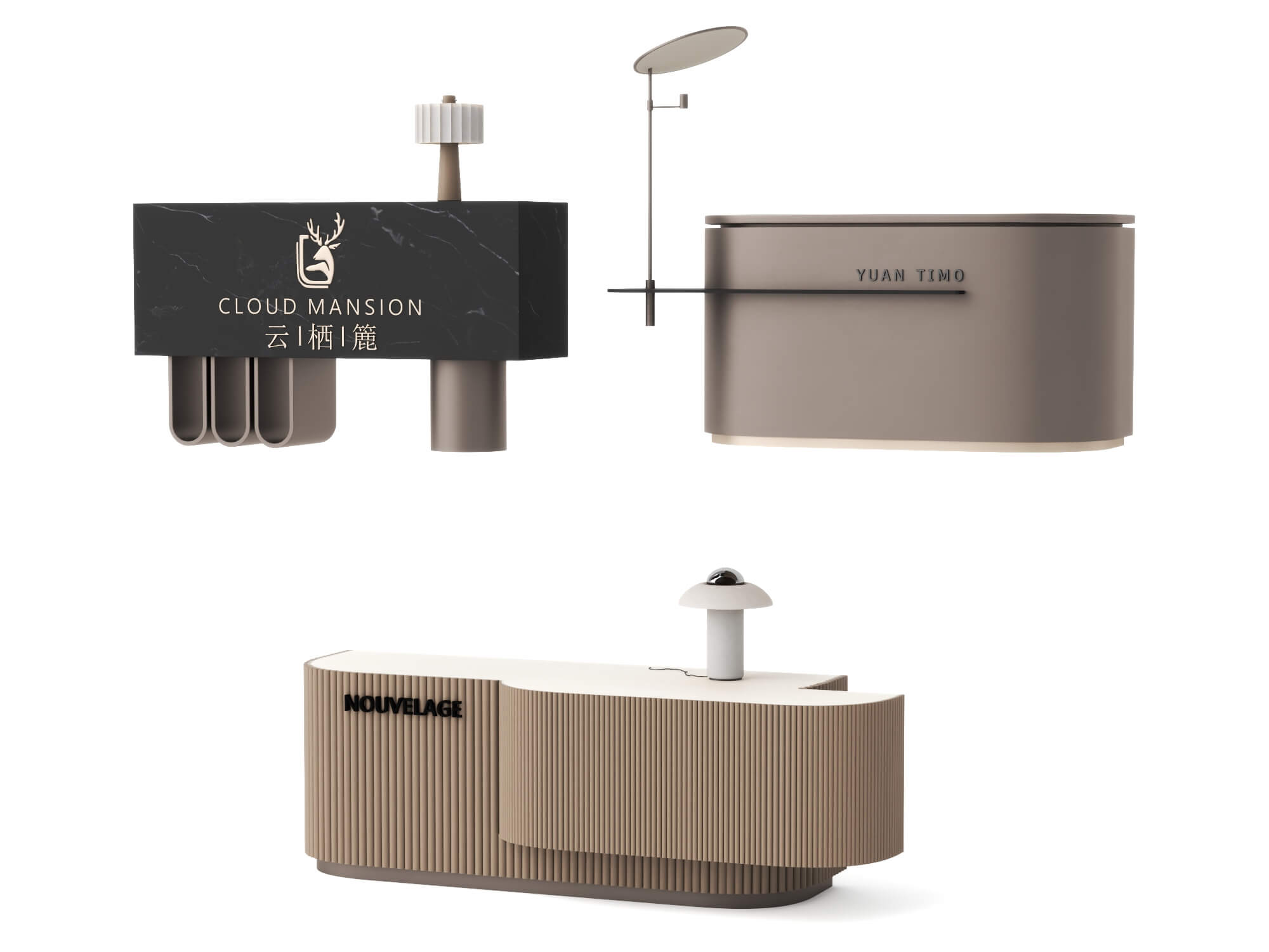 Modern Branded Reception Desk Pack 3D Model