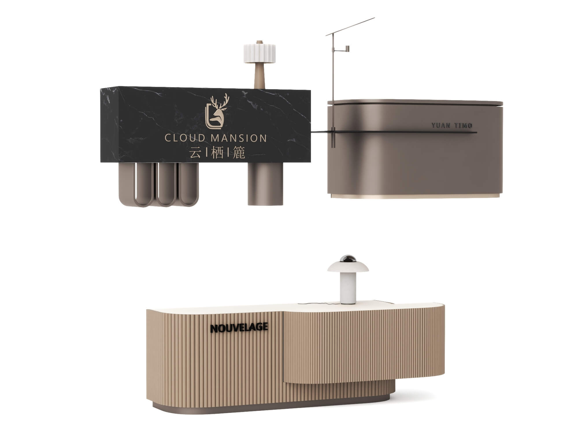 Modern Branded Reception Desk Pack 3D Model
