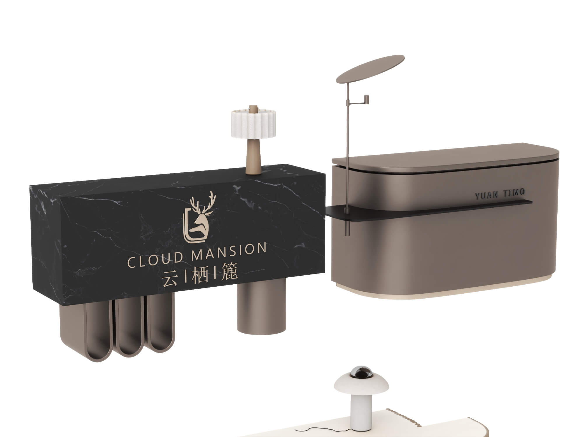 Modern Branded Reception Desk Pack 3D Model