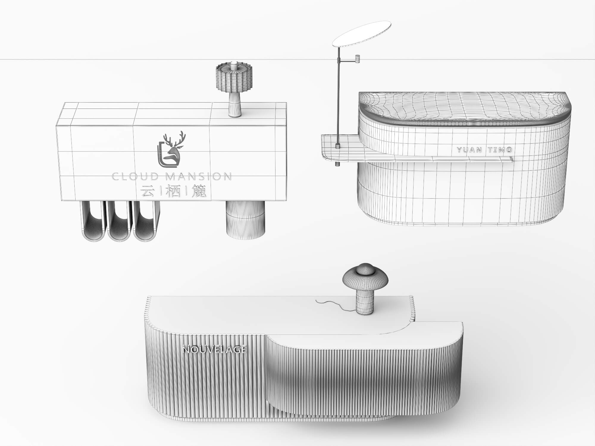 Modern Branded Reception Desk Pack 3D Model