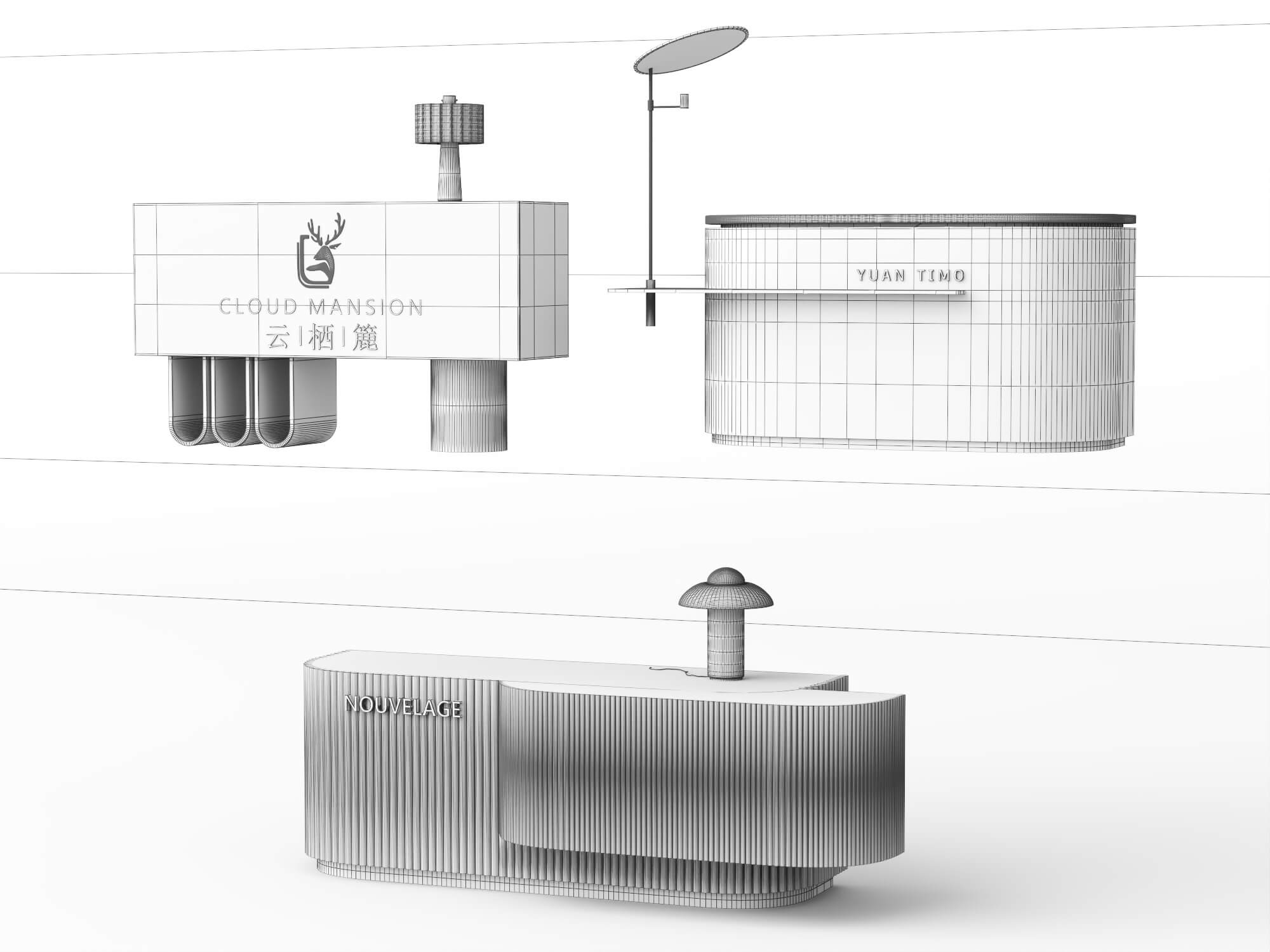 Modern Branded Reception Desk Pack 3D Model