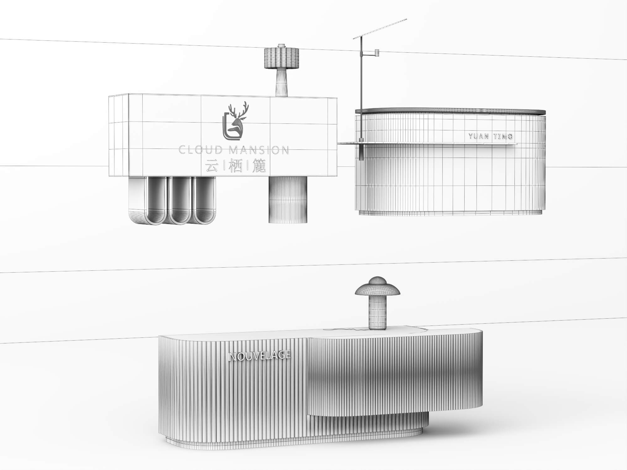 Modern Branded Reception Desk Pack 3D Model