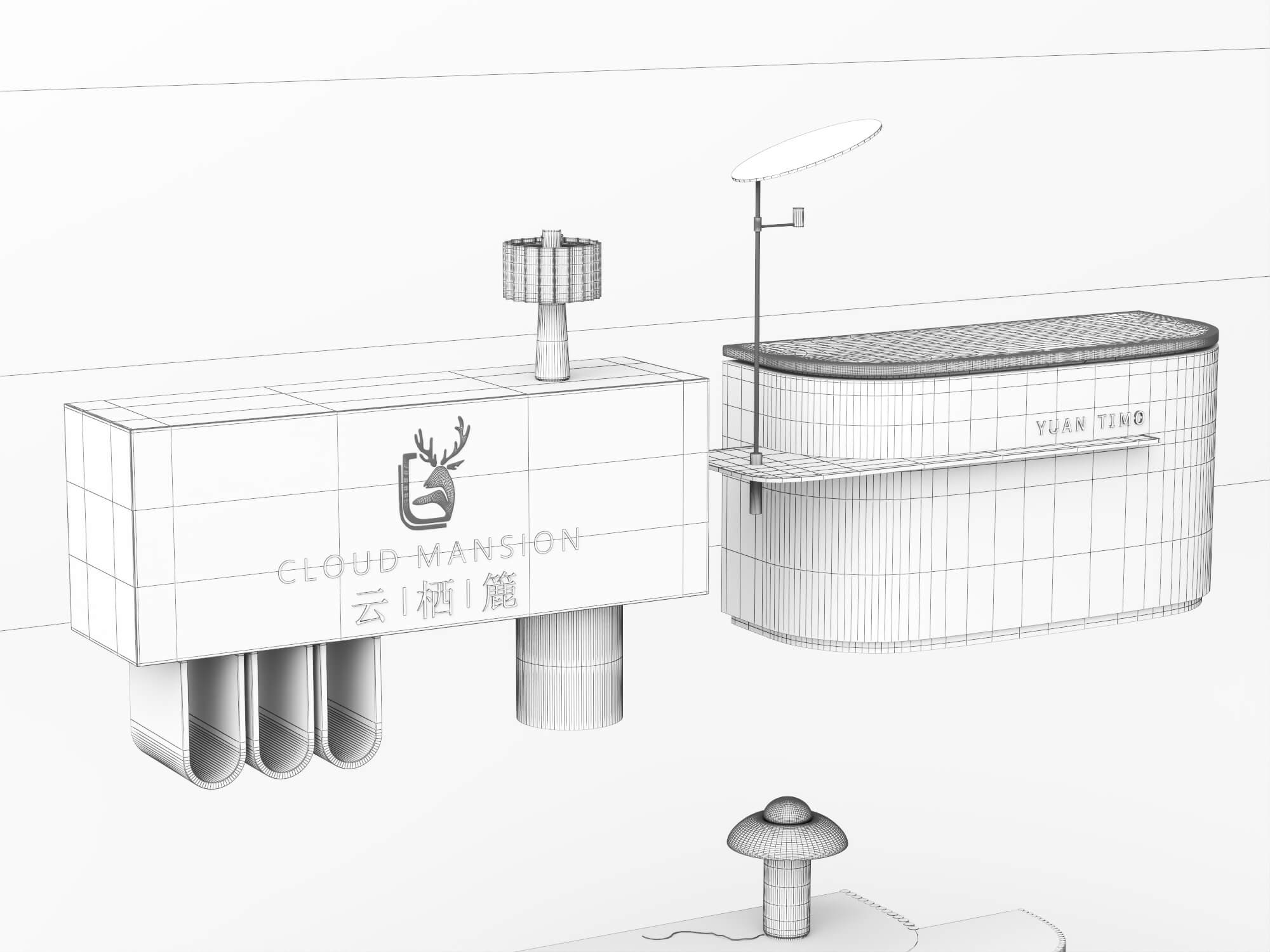 Modern Branded Reception Desk Pack 3D Model