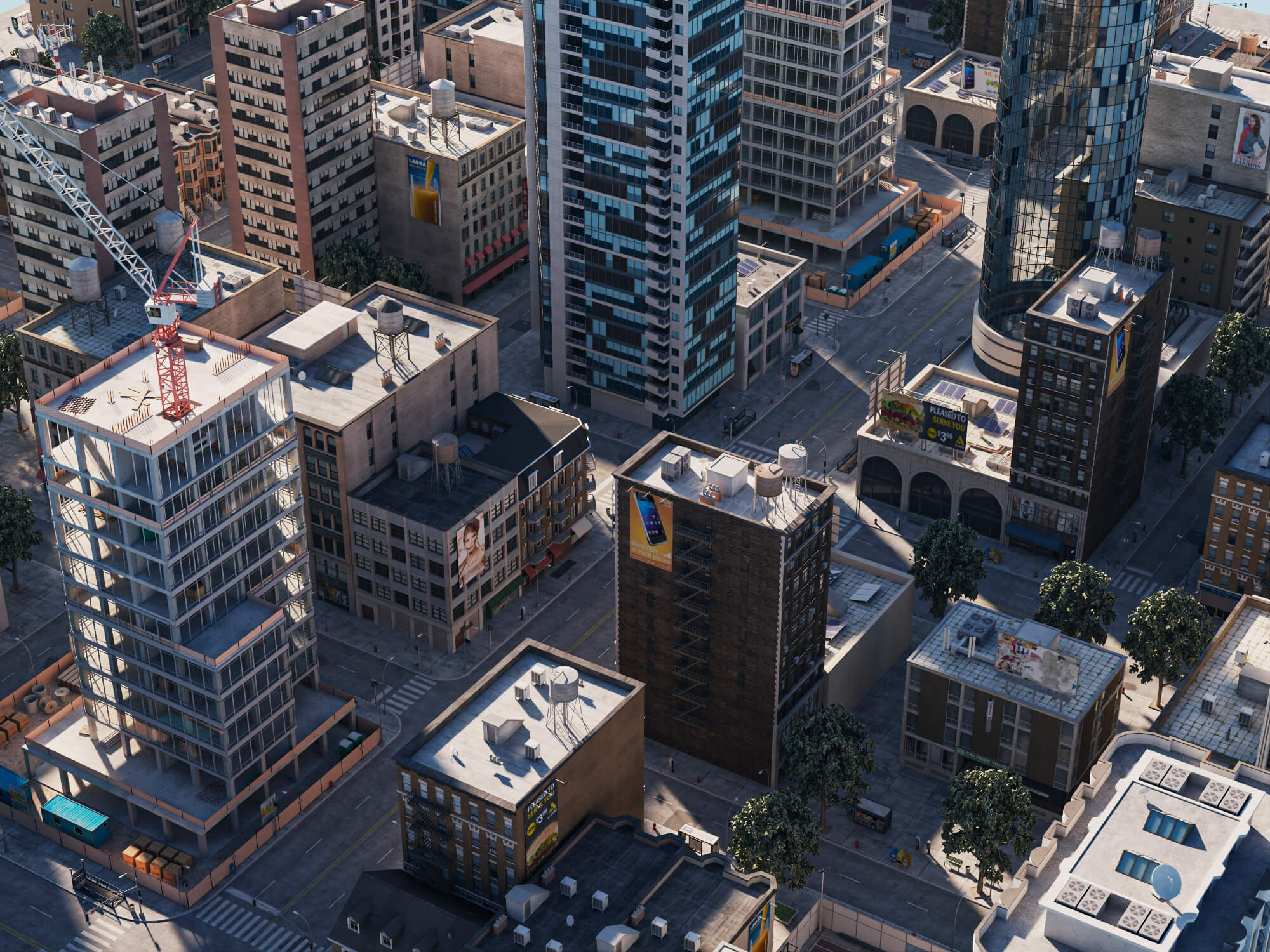 Modern City District Urban Scene Asset 3D Model