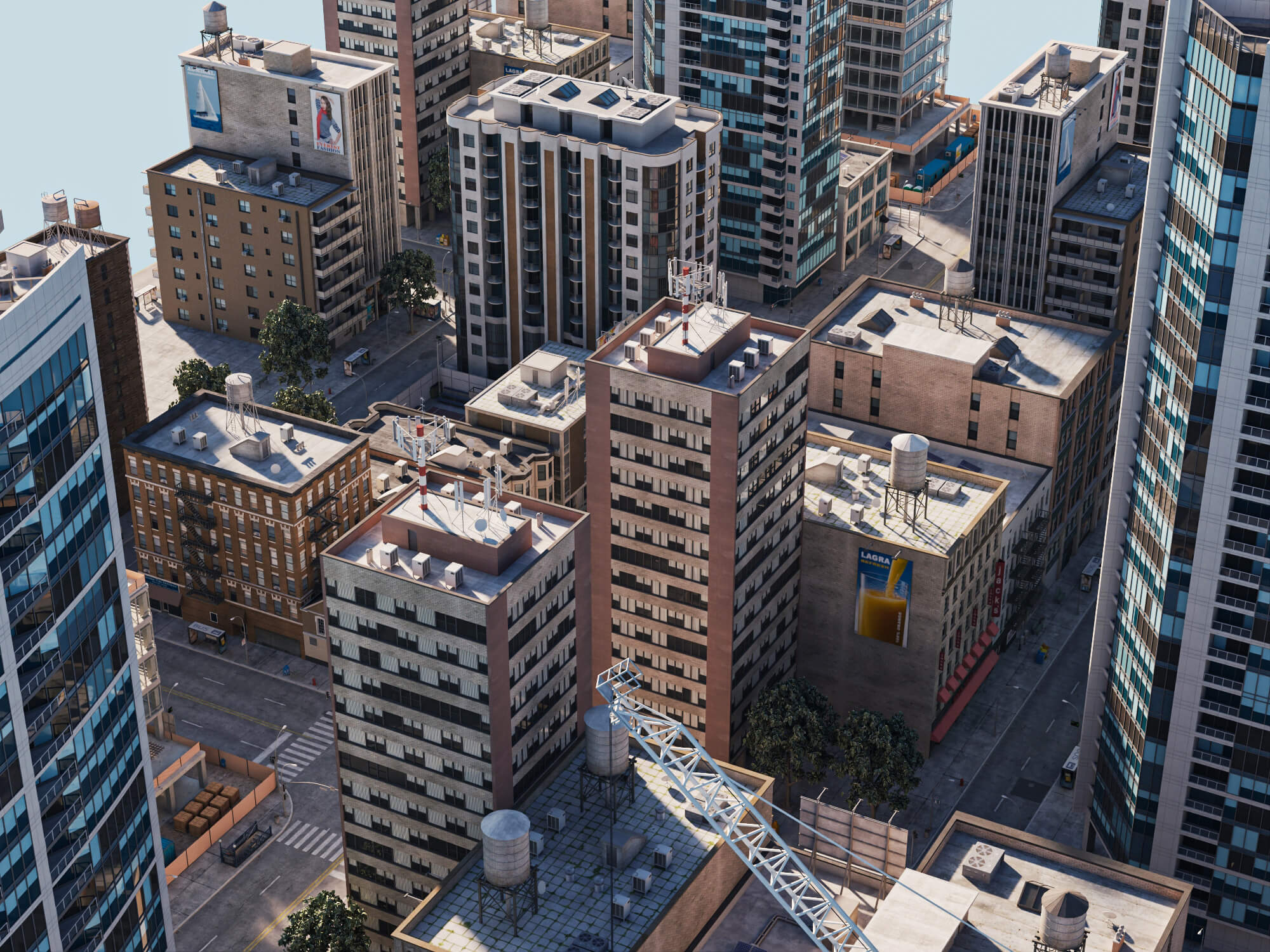 Modern City District Urban Scene Asset 3D Model